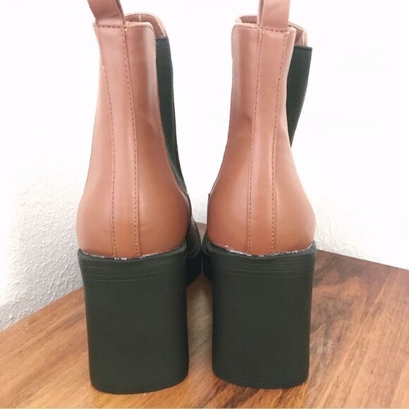 MIA Dru Chelsea Platform Boot Bootie Chunky Block Heel‎ Brown Black Size 11 - Picture 5 of 14